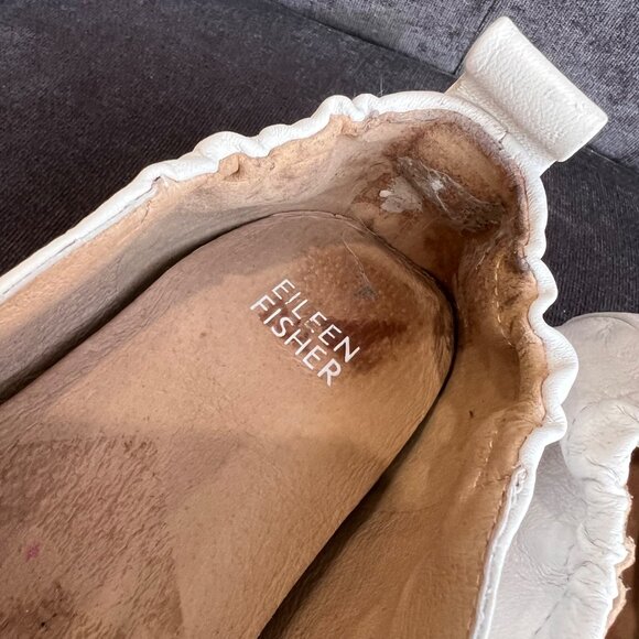 Eileen Fisher Naomi Nappa Leather Ballet Flat – Women’s Size 9 White - Picture 5 of 8
